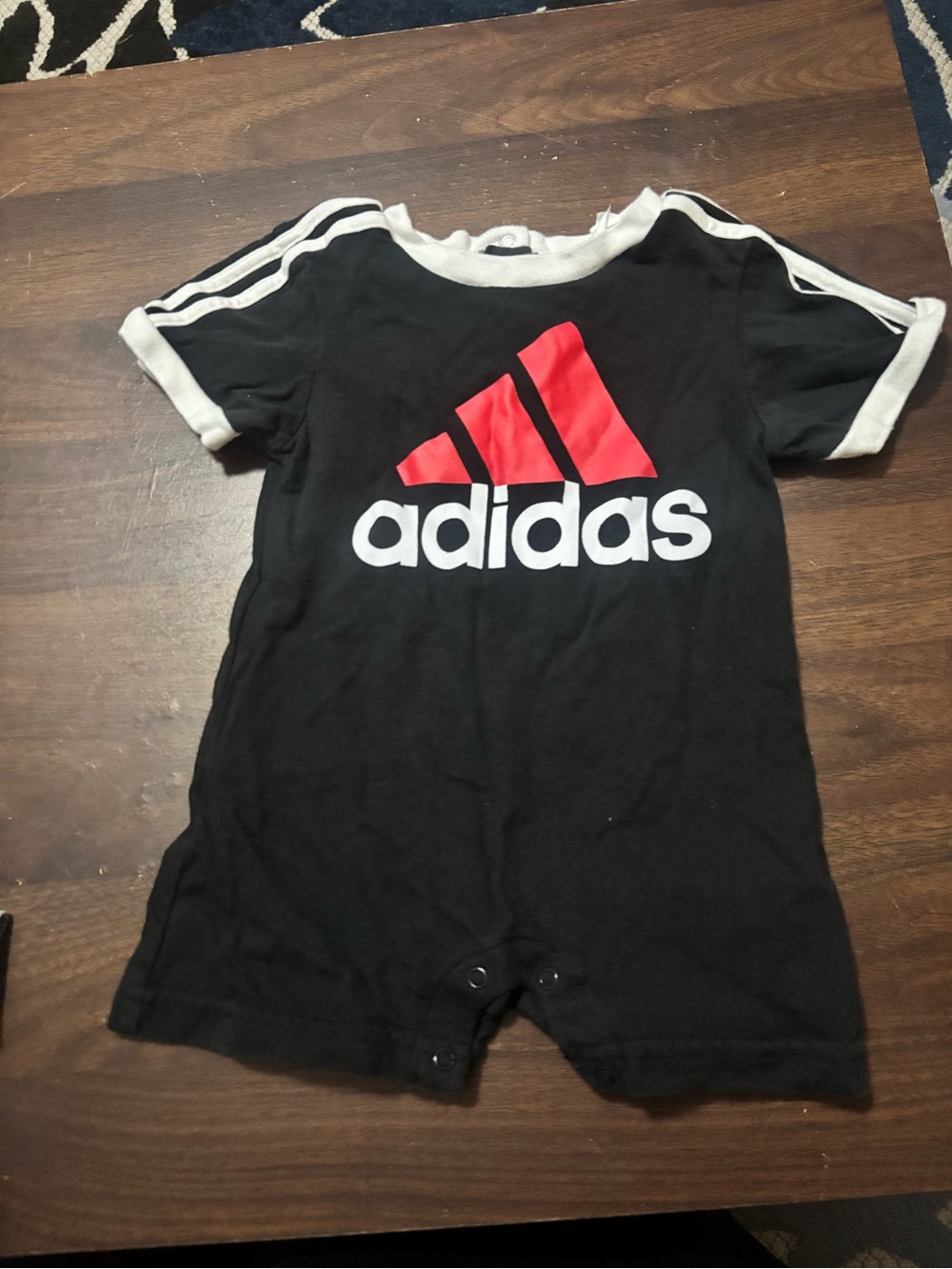 adidas Black One-Piece with Red Logo and White Trim